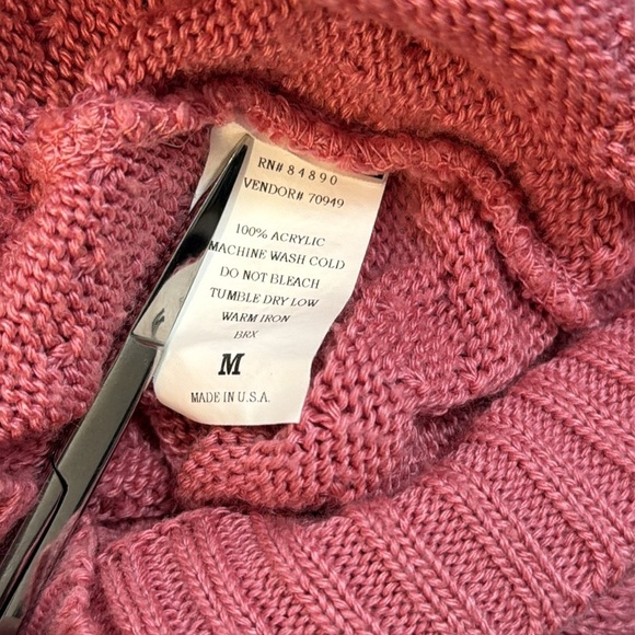 Haband Pink Crochet Knit Acrylic Wide Crew Neck Short Sleeve Sweater Women’s M - Picture 8 of 8